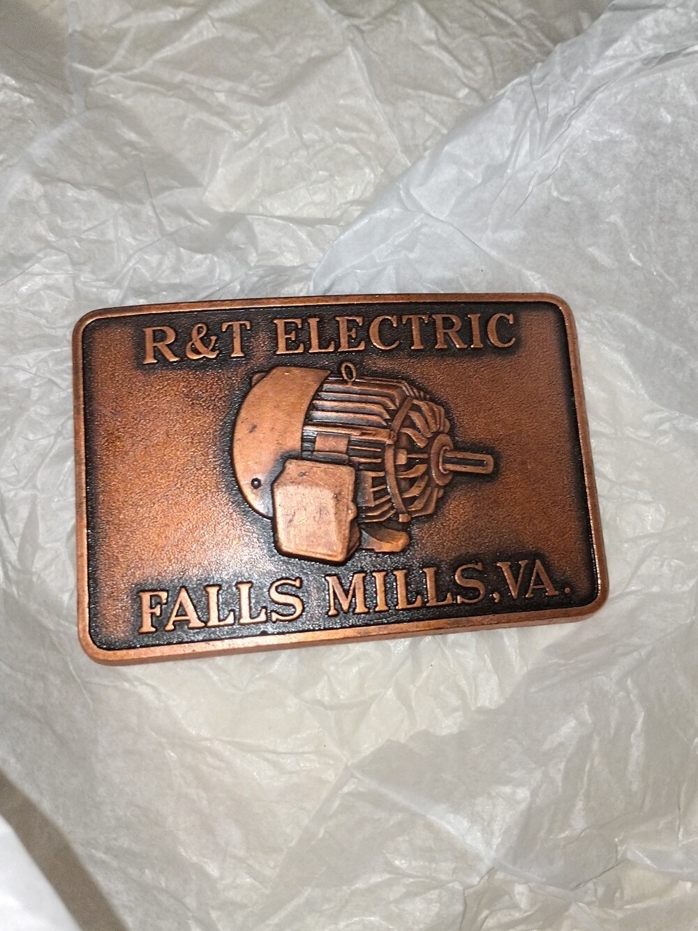 Electric Family Copper-Tone R&T Electric Belt Plate